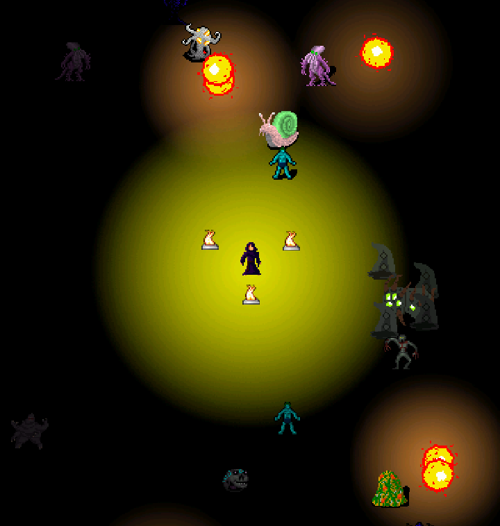 Game with a wizard shooting fireballs